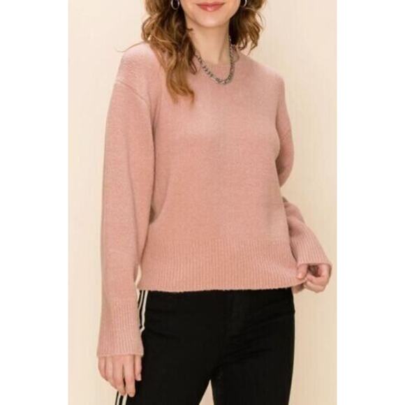 Double Zero Womens Crew Neck Dolman Longsleeve Sweater In Misty Rose Spicy Small - Picture 1 of 3
